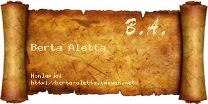 Berta Aletta névjegykártya